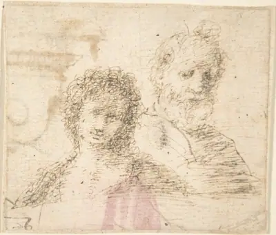 Busts of a Young Woman and an Old Bearded Man