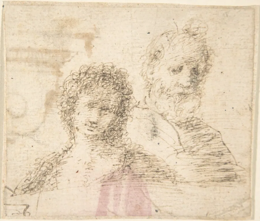 Busts of a Young Woman and an Old Bearded Man by Anonymous, Spanish, School of Seville, 17th century