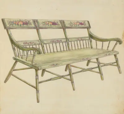 Sheraton Painted Three-Back Settee