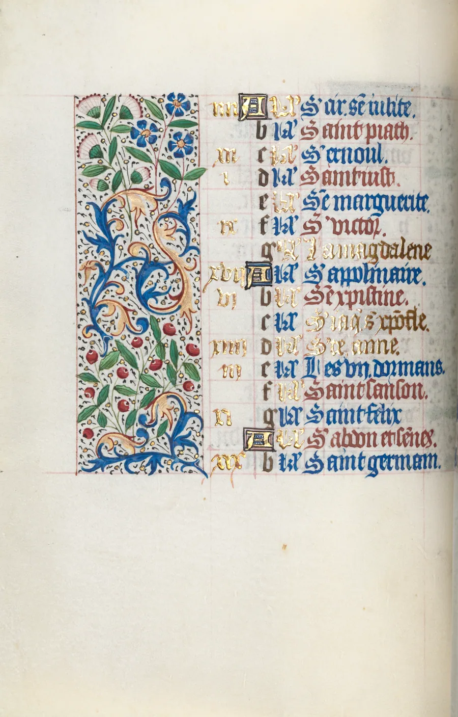 Book of Hours (Use of Rouen): fol. 7v by Master of the Geneva Latini