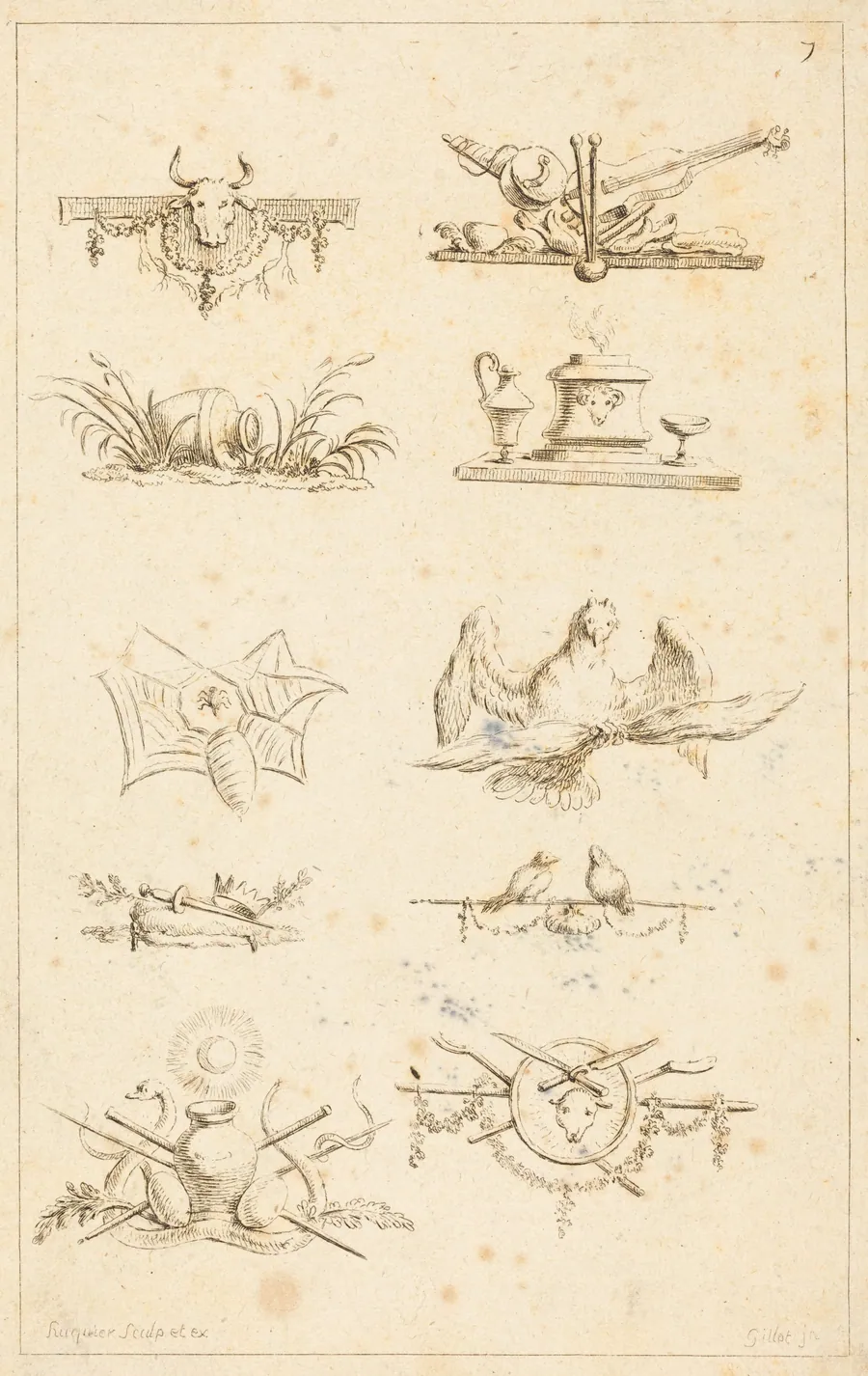 Designs for Tail-Pieces: pl. 7 by Gabriel Huquier
