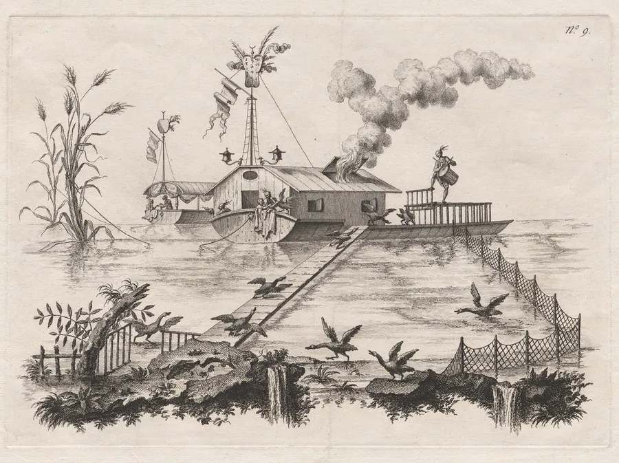 A House on Water, and a New Way to Summon Geese by the Beat of a Drum by Filippo Morghen