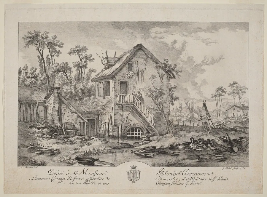 Farmyard by Jean-Pierre-Louis-Laurent Hoüel