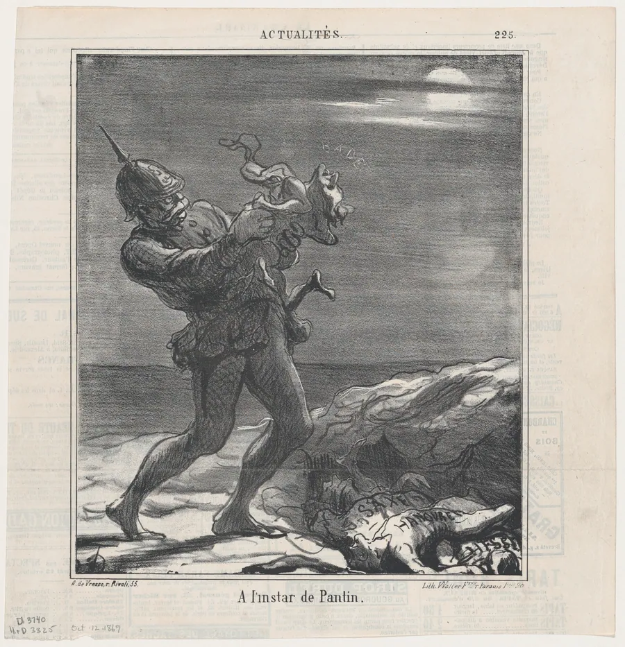 Like a Puppet, from 'News of the day,' published in Le Charivari, October 12, 1869 by Arnaud de Vresse