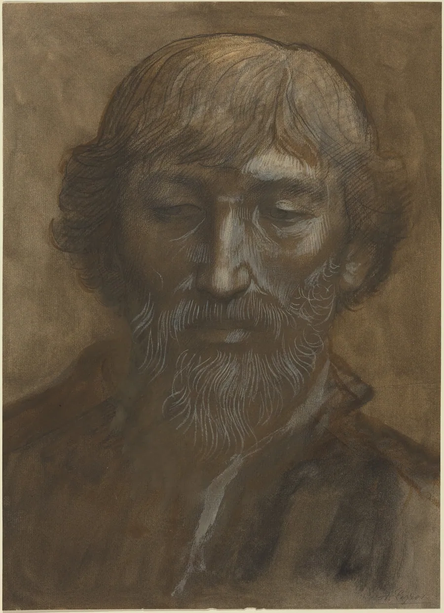 Head of a Man, Full Face by Alphonse Legros