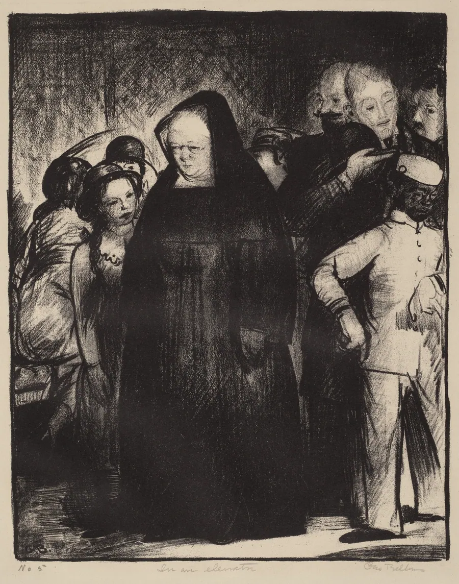In an Elevator by George Bellows