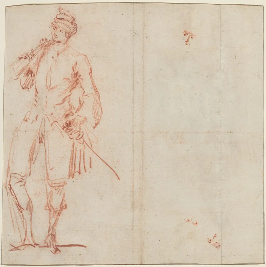 A Comic Actor Dressed as a Gentleman [recto] by Jean-Baptiste Joseph Pater
