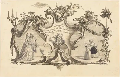 Cartouches Modernes avec des Enfans qui representant les Modes d'Augsbourg