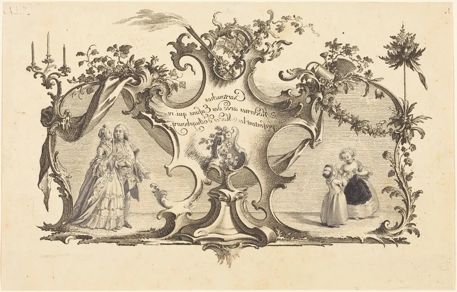 Cartouches Modernes avec des Enfans qui representant les Modes d'Augsbourg by Johann Esaias Nilson