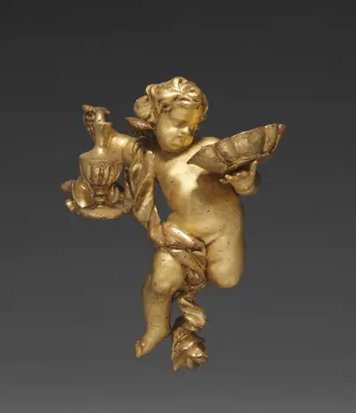 Altarpiece with Relics - Putto with Ewer, upper left