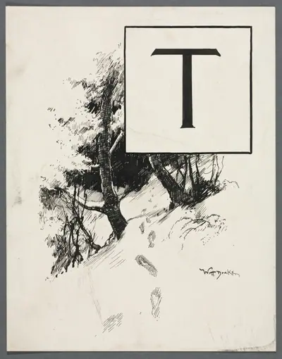 Inital T for Chapter XLIV from "Lorna Doone"