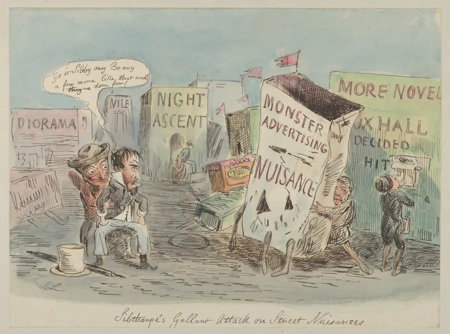 Lilthorpe's Gallant Attack on Street, Nuisances by John Leech