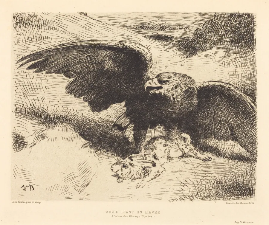 Aigle Liant un Lièvre (An Eagle Pouncing on a Hare) by Léon Bonnat
