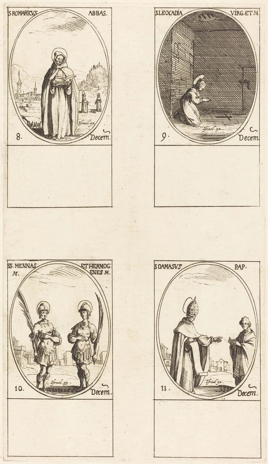 St. Romaricus; St. Leocadia; Sts. Mennas and Hermogenes; St. Damasus by Jacques Callot