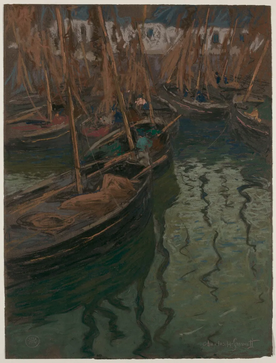 A Dock Harmony--Fishing Boats by Charles Fromuth