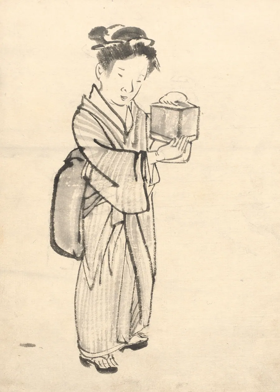Girl Holding a Cricket Cage by Kono Bairei