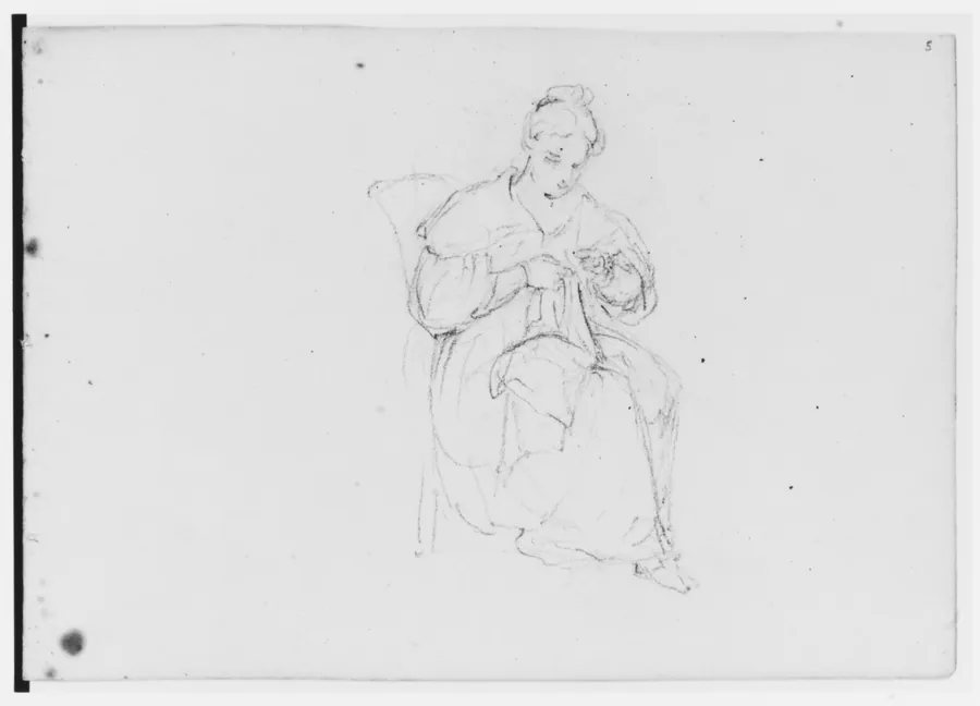 Female Figure Sewing (from Sketchbook) by Asher Brown Durand