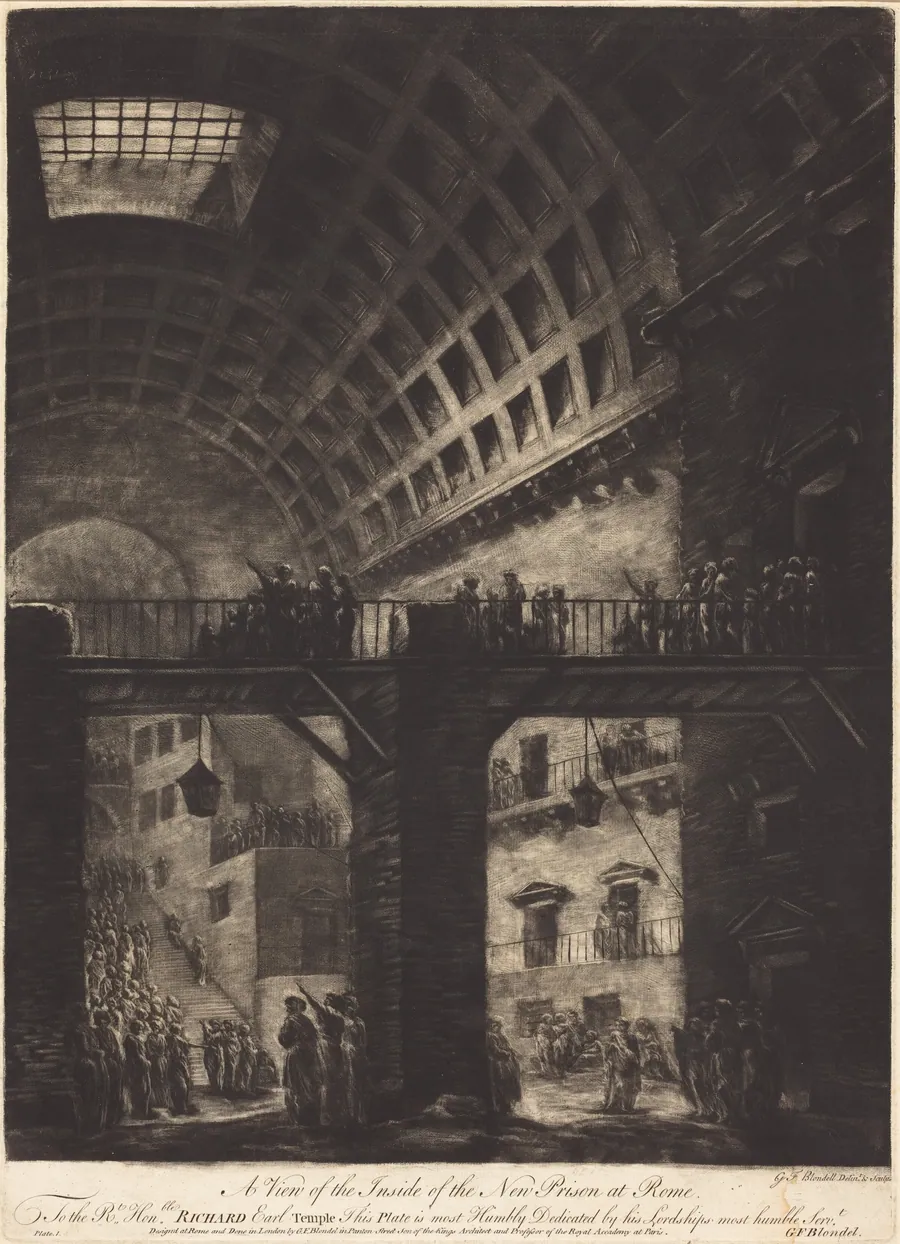 A View of the Inside of the New Prison at Rome by Georges François Blondel