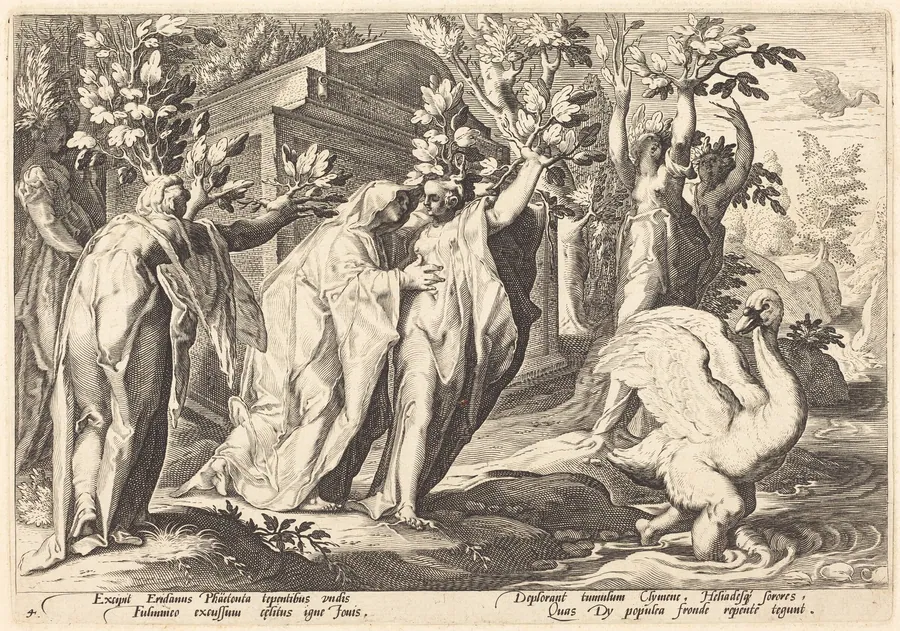 Phaeton's Sisters Changed into Poplars, Cygnus into a Swan by Robert de Baudous