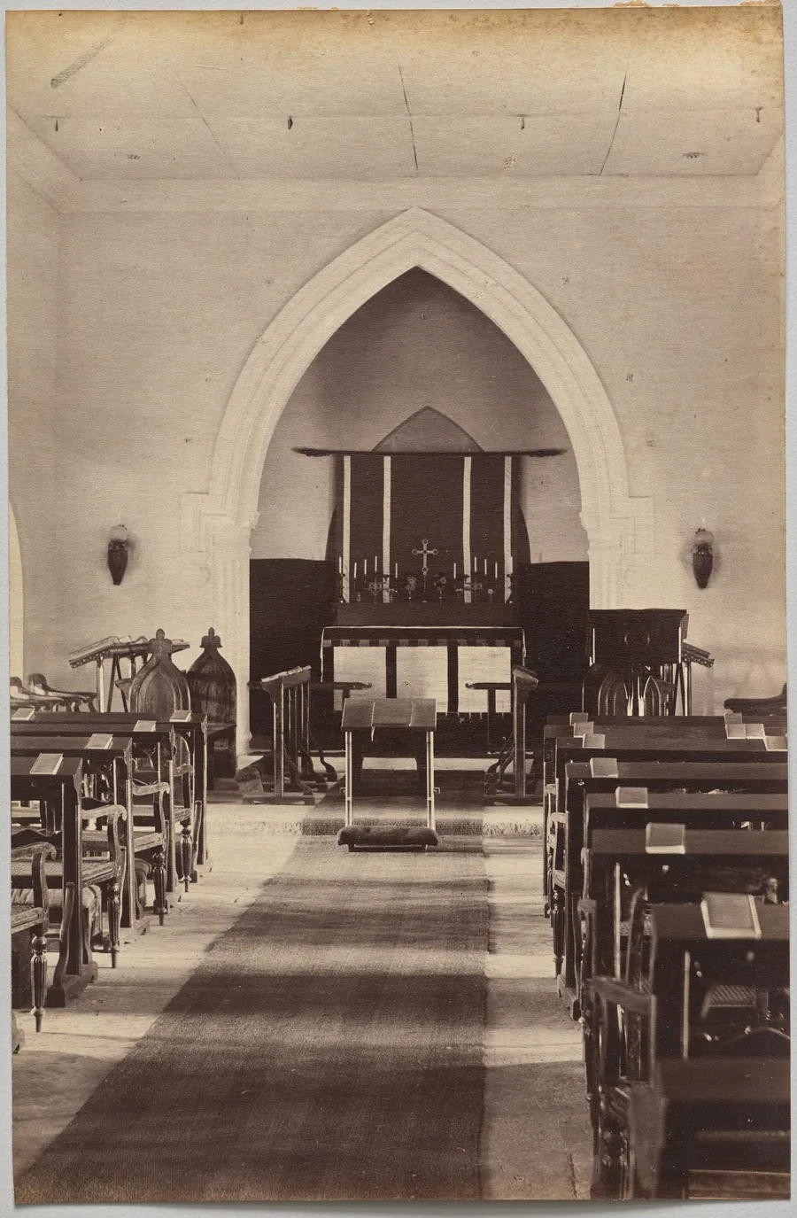 Interior of Church, Neemuch (recto, right) by Raja Deen Dayal