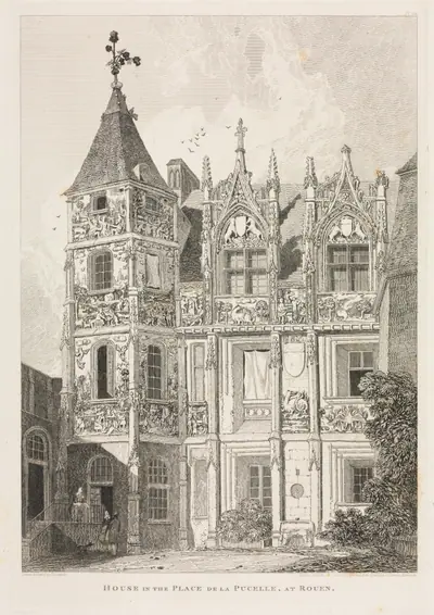 Architectural Antiquities of Normandy (Vol. II), Pl. 64: House in the Place de la Pucelle, at Rouen