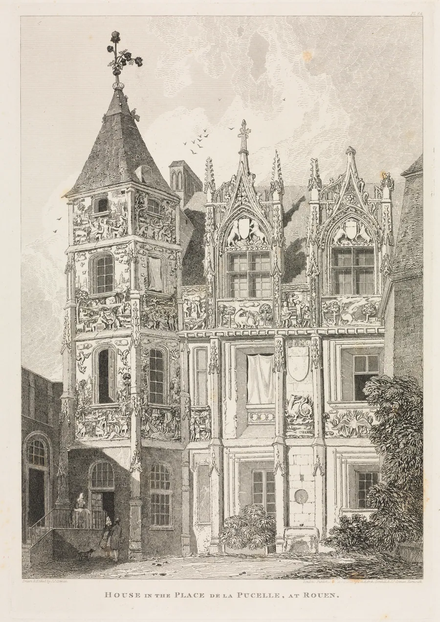 Architectural Antiquities of Normandy (Vol. II), Pl. 64:  House in the Place de la Pucelle, at Rouen by John Sell Cotman