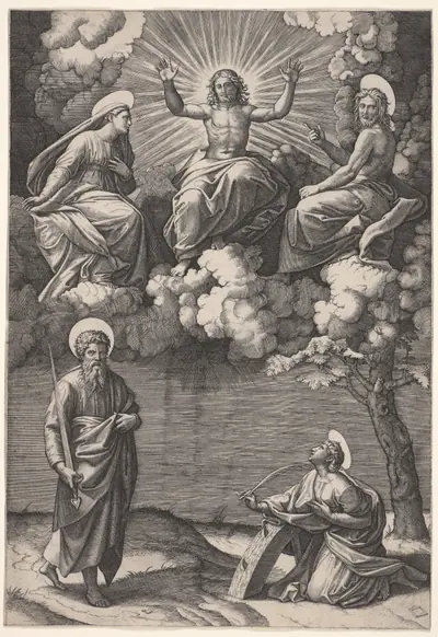 Christ, the Virgin, and St. John the Baptist with Saints Paul and Catherine