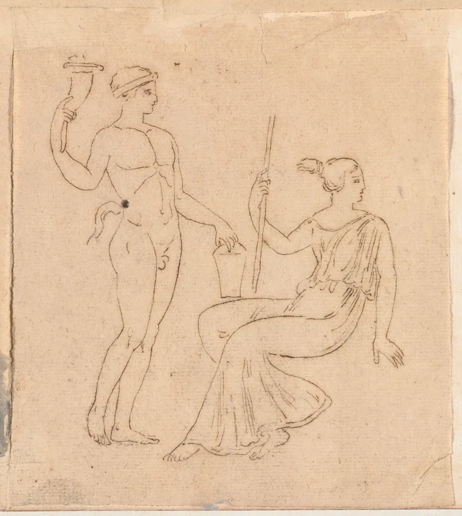 Man with a Cornucopia and Seated Woman by Jacques-Louis David