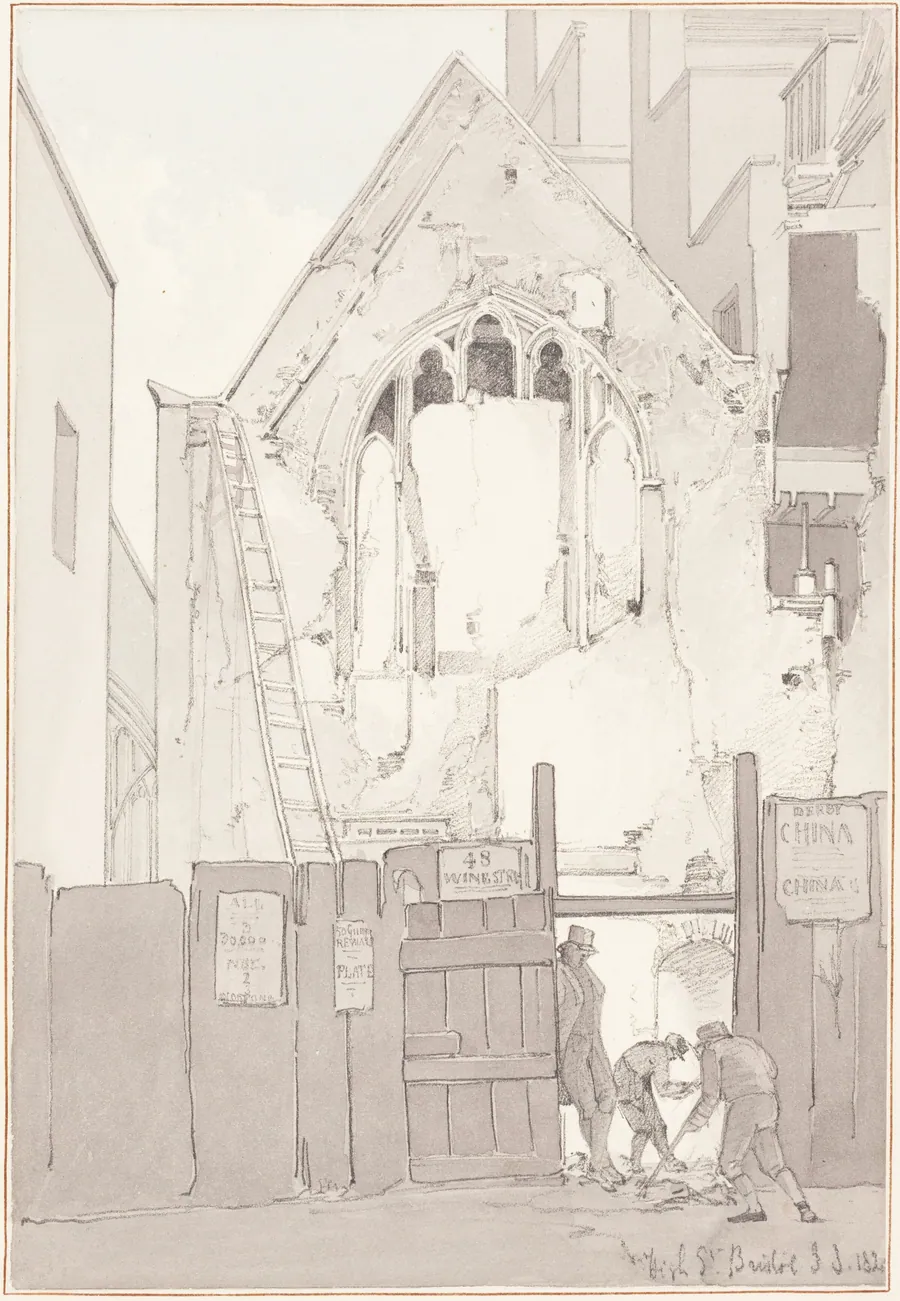 The Discovery of an East Window of All Saints’ Church, behind High Street, Bristol by James Johnson