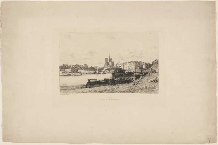Paris: Vue prise du pont d'Austerlitz (Paris: View Taken from the Pont d'Austerlitz) by Alfred-Alexandre Delauney