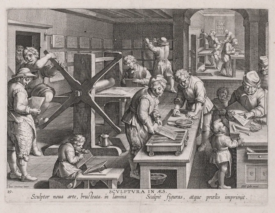 Sculptura in Aes, The Workshop of an Engraver by Jan van der Straet, called Johannes Stradanus