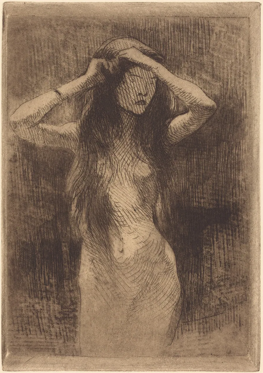 Nude Girl Combing Her Hair by Albert Besnard