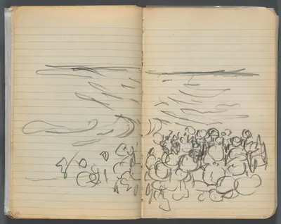 Sketchbook, page 048 & 49: Beach View
