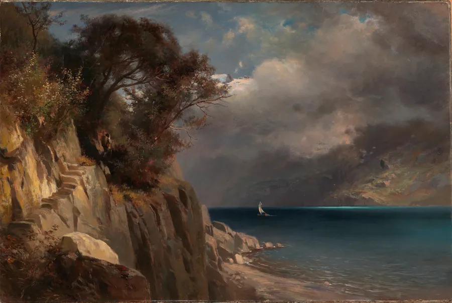 Lake Scene by Edward L. Custer, born Basel, Switzerland 1837-died Boston, MA 1881