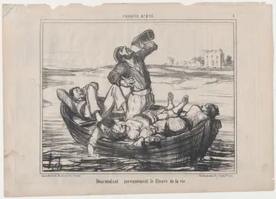 Descendant joyeuseument le fleuve de la vie, from Croquis d'Été, published in Le Charivari, August 7, 1856