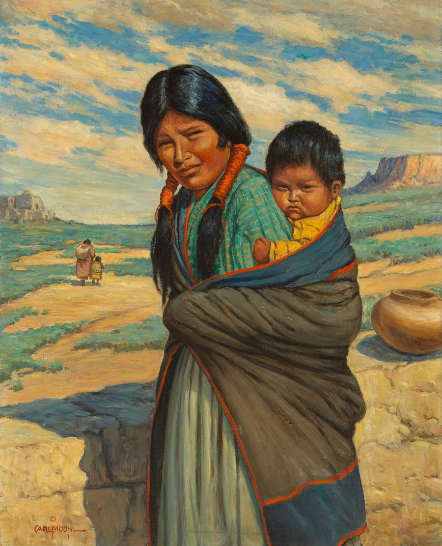 Hopi Mother and Child by Carl Moon, born Wilmington, OH 1879-died San Francisco, CA 1948