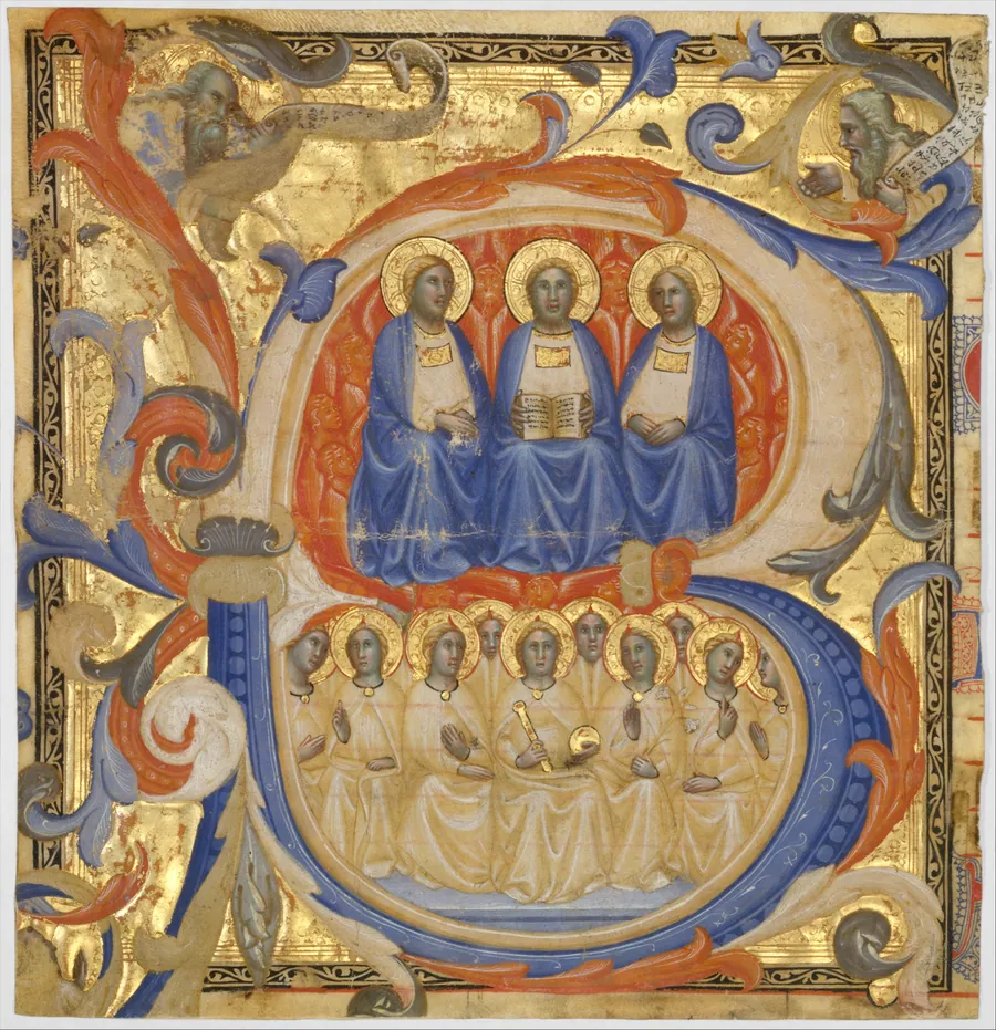 The Trinity in an Initial B by Master of the Codex Rossiano