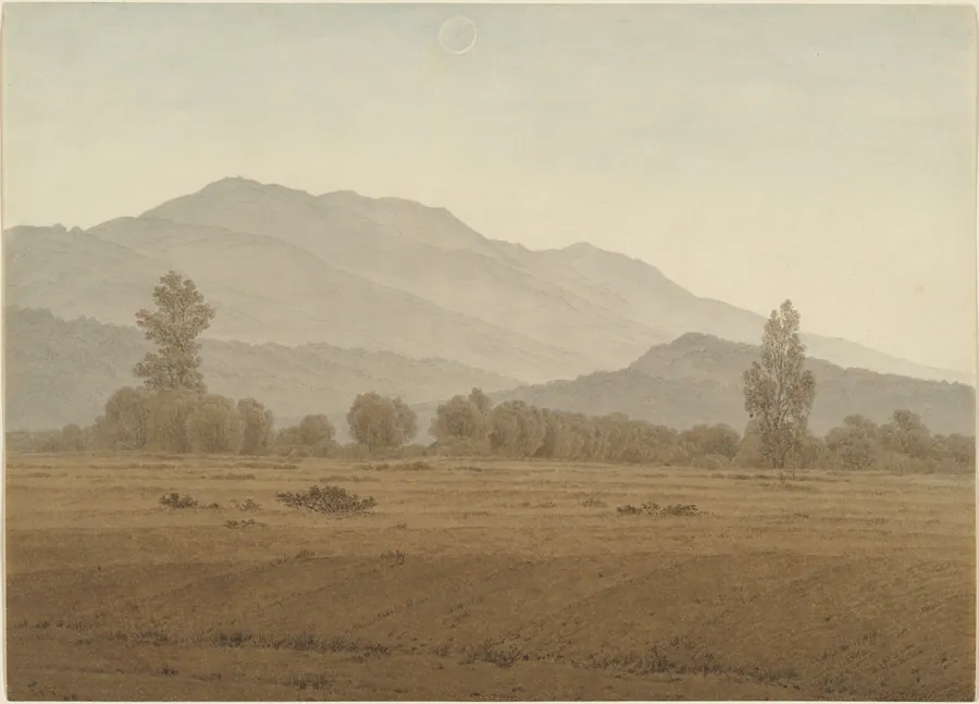 New Moon or Solar Eclipse above the Riesengebirge Mountains by Caspar David Friedrich