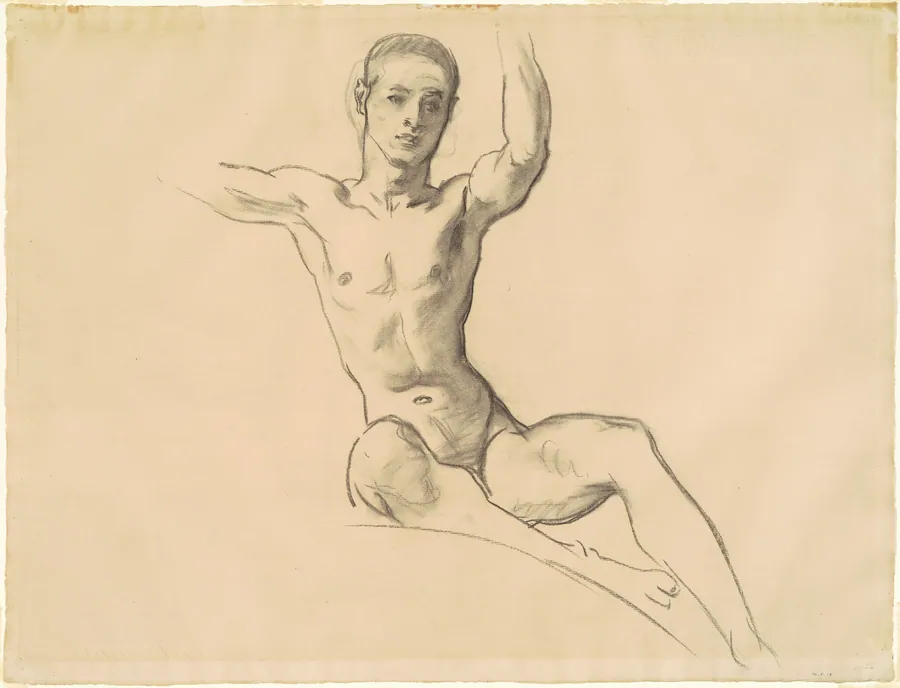 Study for Figure above "Music" by John Singer Sargent