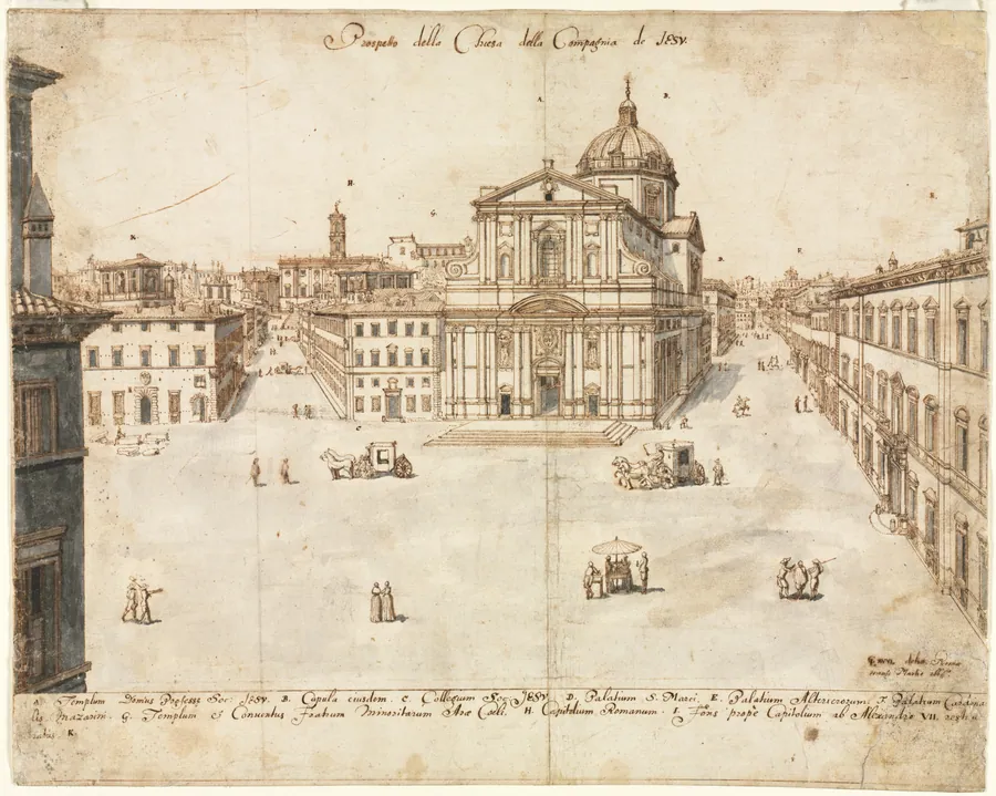 Eighteen Views of Rome: The Church of the Gesù by Lievin Cruyl