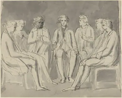 Group of Men Seated in a Circle [recto]