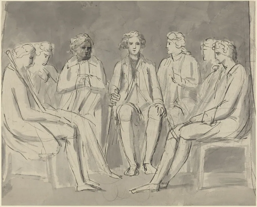 Group of Men Seated in a Circle [recto] by William Blake