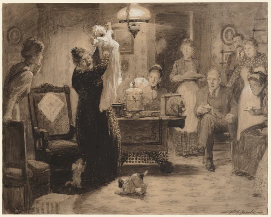 Sketch to illustration "The Stationary Baby" by William Leroy Jacobs