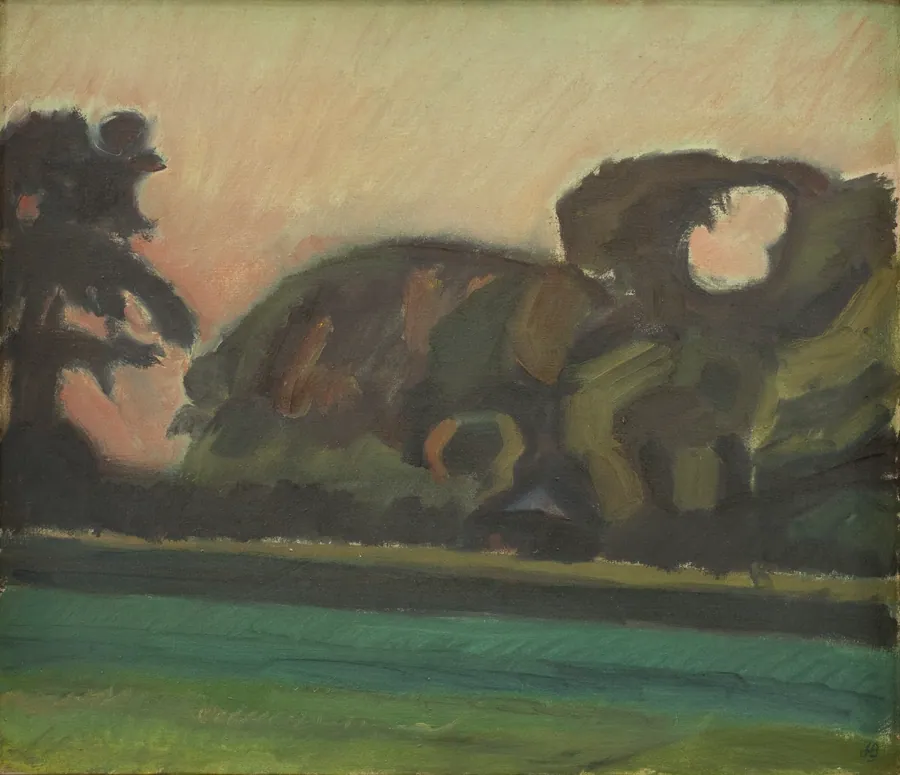 Landskab efter solnedgang by Harald Giersing
