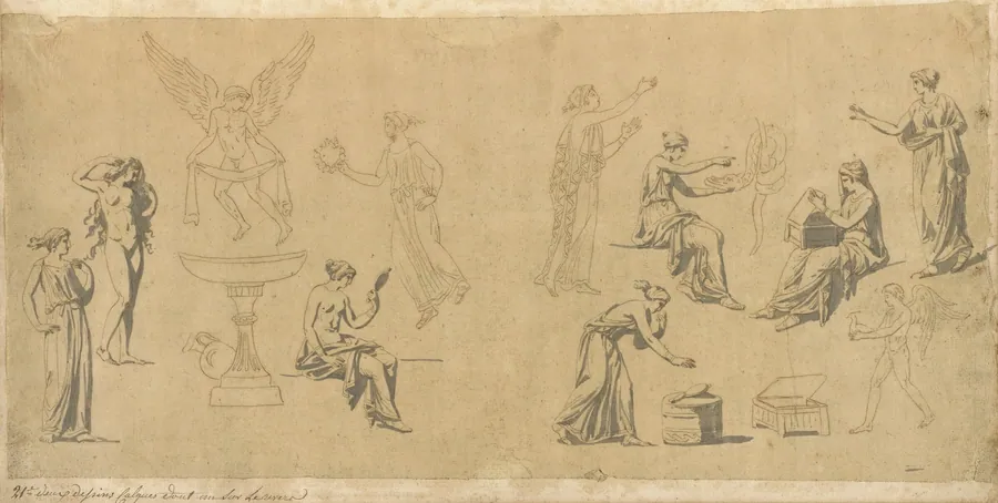 Studies of Classical Women, with Eros by Jacques-Louis David