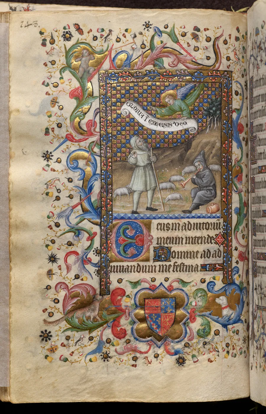 Hours of Charles the Noble, King of Navarre (1361-1425): Annunciation to the Shepherds (Tierce), fol. 74 (verso) by Master of the Brussels Initials and Associates