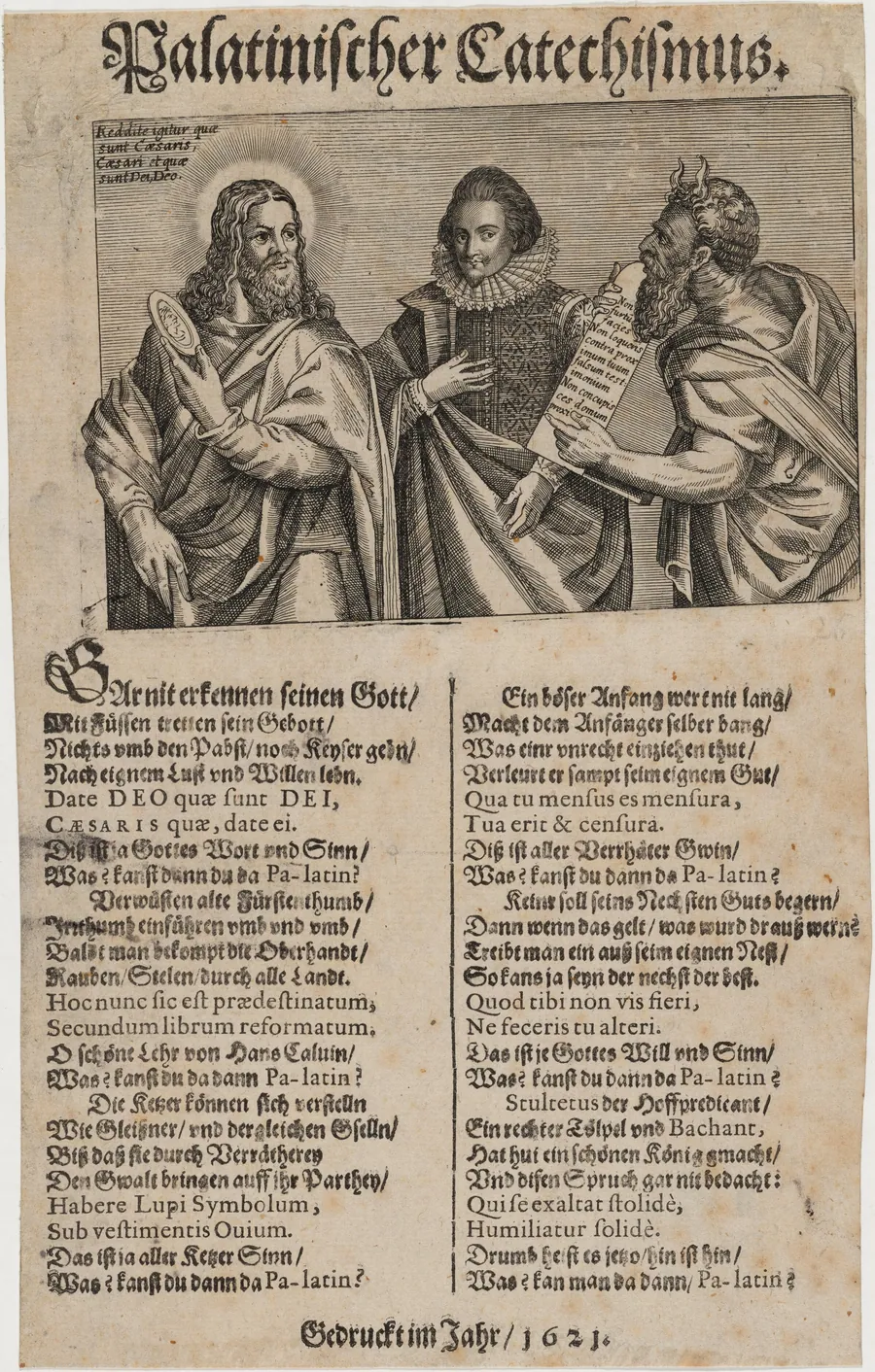 Frederick V, King of Bohemia Between Christ and Moses From the Palatine Catechism by Unknown 19th Century