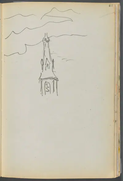 Sketchbook- The Granite Shore Hotel, Rockport, page 061: Church Spire with Sky