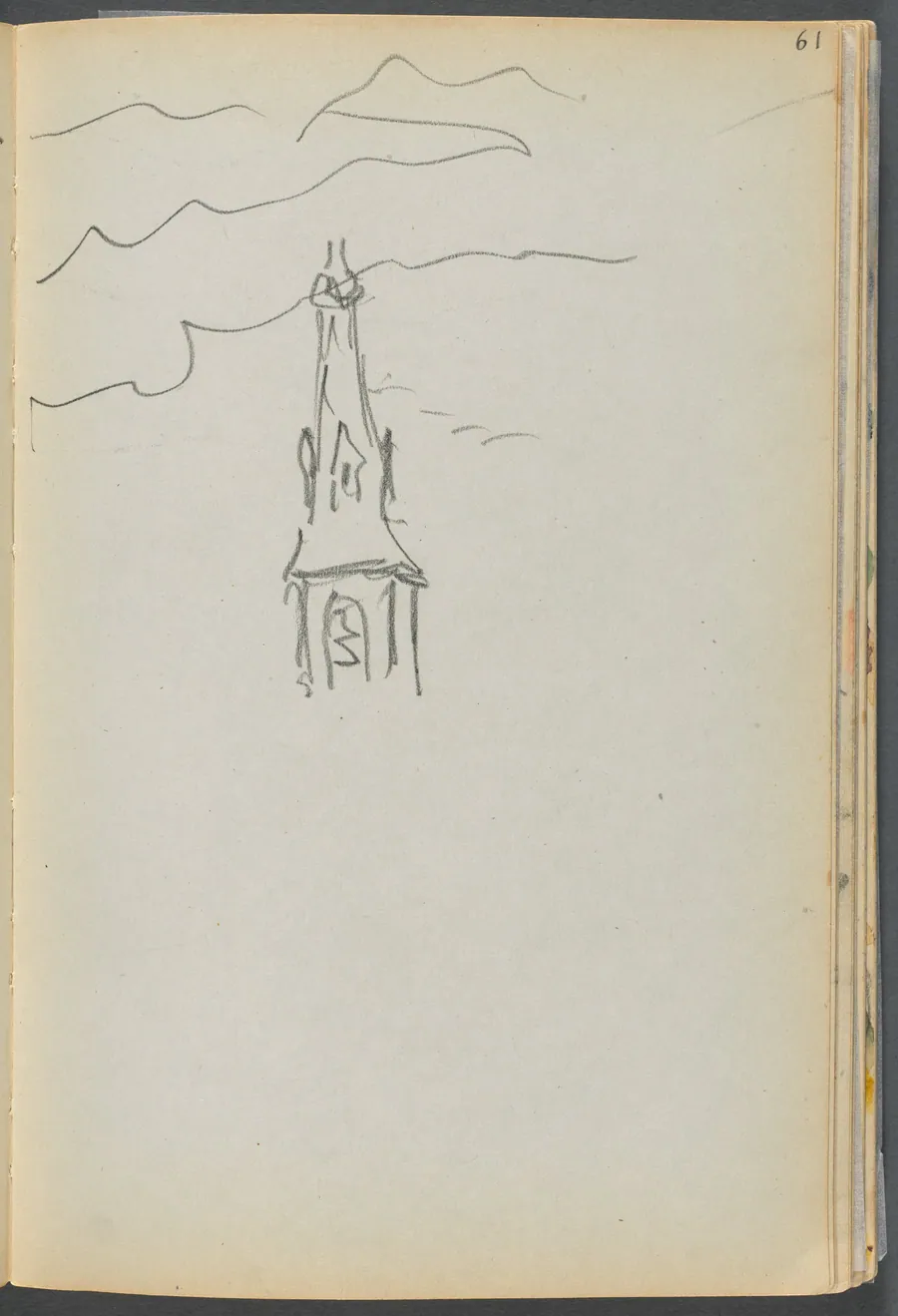 Sketchbook- The Granite Shore Hotel, Rockport, page 061: Church Spire with Sky by Maurice Prendergast