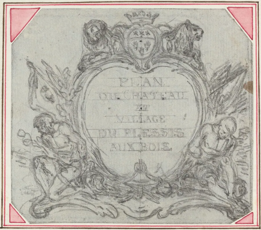 Title Cartouche for a Map of the Chateau and Village of Le Plessis aux Bois by Hubert François Gravelot